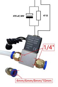 12V solenoid with on-current reducer